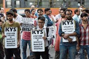 Studenten protestieren in der Hauptstadt Neu-Delhi gegen die Lynchmorde. (Bild: Burhaan Kinu/Getty; 22. Juni 2018)