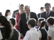 Uno-Generalsekretär António Guterres (Mitte) hat sich während einer Reise nach Costa Rica am Montag für die Wiederaufnahme des Friedensdialoges in Nicaragua eingesetzt. (Bild: KEYSTONE/EPA EFE/JEFFREY ARGUEDAS)