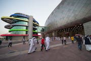 Vor dem Khalifa International Stadium in der katarischen Hauptstadt Doha.Bild: Neville Hopwood/Getty (Doha, 19. Mai 2017)