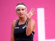 Timea Bacsinszky kann es nicht fassen: 6:4, 5:4 geführt und am Ende nach 2:47 Stunden gegen Eugenie Bouchard knapp verloren (Bild: KEYSTONE/ANTHONY ANEX)