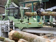   About 50% of the harvest volume is delivered to sawmills in Switzerland in the form of logs and turned into wood or furniture. (Image: Keystone / LAURENT GILLIERON) 