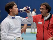 Max Heinzer (links) und Nationaltrainer Didier Ollagnon müssen an den WM im chinesischen Wuxi ihre ausreichende Flüssigkeitszufuhr achten (Bild: KEYSTONE/LUKAS LEHMANN)