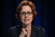 Economiesuisse-Direktorin Monika Rühl Anfang Mai an einem Podium zur Stellung der Schweizer Industrie in Europa. (Bild: Davide Agosta, Keystone)