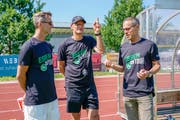 Der St.Galler Dreizack: Alain Sutter, Peter Zeidler, Matthias Hüppi (von links). (Bild: Andy Müller/Freshfocus)