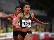 Mujinga Kambundji blieb in Monaco um zwei Zehntel über ihrem Schweizer Rekord, den sie an den Schweizer Meisterschaften in Zofingen aufstellt hat (Bild: KEYSTONE/TI-PRESS/SAMUEL GOLAY)