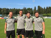 Die vier Neuzugänge des SC Chams v.l.n.r.: Guilherme Fioravanti, Danijel Stefanovic, Rafhinha und Samuel Blättler. (Bild: PD)