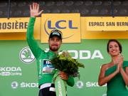 Weltmeister Peter Sagan trägt nicht nur das grüne Trikot des punktbesten Fahrers, er gewann an der Tour de France zum dritten Mal in diesem Jahr eine Etappe (Bild: KEYSTONE/EPA/SEBASTIEN NOGIER)