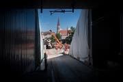 Bauarbeiten am Ruckhalde-Tunnel. (Bild: Benjamin Manser, St.Gallen, 25. Mai 2018)
