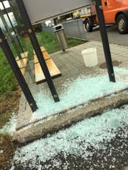 Bei einem Bushäuschen in Schaan wurde eine Scheibe eingeschlagen. (Bild: Landespolizei Liechtenstein)
