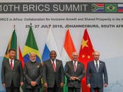 Die Staatschefs Brasiliens, Russlands, Indiens, Chinas und Südafrikas haben an ihrem Gipfel Johannesburg die Einhaltung globaler Handelsregeln gefordert. (Bild: KEYSTONE/EPA REUTERS POOL/MIKE HUTCHINGS / POOL)