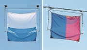 Das Luzerner Wappen (links) ist nicht vertikal, sondern aus heraldischen Gründen horizontal geteilt. Für das Tessiner Wappen wurden die gleichen Regeln jedoch nicht angewandt.Bilder: Josias Clavadetscher
