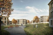 Die Visualisierung zeigt, wie die Überbauung der Wohnbaugenossenschaft Linde in Steckborn aussehen könnte. (Bild: PD)