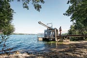 Zu wenig Sauerstoff: Mit dieser Station wird der Baldeggersee künstlich beatmet. Bild: Manuela Jans-Koch (Retschwil, 26. Juli 2018)