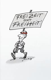 Eine der vielen Karikaturen, mit denen das Orte-Literaturheft das Thema der 1.-August-Reden bebildert. (Bild: Magi Wechsler)