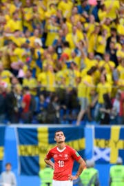 Ein enttäuschter Granit Xhaka nach dem Aus gegen Schweden. (Bild: Keystone)