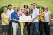 Redaktionsteam der Appenzeller Zeitung. Vorne: Astrid Zysset, Roger Fuchs (Leiter), Monika Egli, Salome Bartolomeoli (Praktikantin), Jesko Calderera (Stv. Leiter), Miranda Diggelmann (Volontärin), Karin Erni. Hinten: Bruno Eisenhut, Alessia Pagani, Mea McGhee, Martin Schneider (Sommeraushilfe). Bild: Ralph Ribi