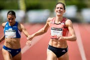 Lea Sprunger strebt in Lausanne einen weiteren Schweizer Rekord an (Bild: Jean-Christphe Bott / Keystone)