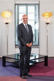 Ihm gefällt es nach wie vor im Departement des Inneren: Bundespräsident Alain Berset. Bild: Claudio Thoma (Lausanne, 3. Juli 2018)
