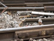 Bei der Entgleisung eines Güterzugs in der Nähe des Bahnhofs Eglisau ZH sind Schäden am Gleis entstanden. (Bild: KEYSTONE/URS FLUEELER)