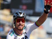 Peter Sagan freut sich über seinen neunten Etappensieg im Rahmen der Tour de France (Bild: KEYSTONE/AP/PETER DEJONG)