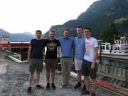 Von links: Tobias Baumann, Fabio Affentranger (Präsident der JSVP Uri), SVP-Nationalrat Claudio Zanetti (ZH), David Baumann und Adrian Imholz. Bild: PD