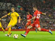 Danny Ings (in rot) 2015 im Europa-League-Spiel mit Liverpool gegen den FC Sion (Bild: KEYSTONE/AP/JON SUPER)