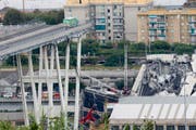 Blick auf die Unglücksbrücke in Genua. (Bild: Keystone)