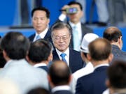 Südkoreas Präsident Moon Jae In hat am Mittwoch während einer Veranstaltung zum Unabhängigkeitstag seines Landes ein Mega-Bahnprojekt zwischen Nord- und Südkorea bekanntgegeben. (Bild: KEYSTONE/AP/LEE JIN-MAN)