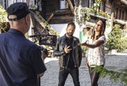 Leonard und Sabrina Sauder bei den Dreharbeiten für das Musikvideo zur Single "Vielleicht". (Bild: PD)