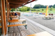 Das Restaurant Sporttreff auf der Sportanlage Kellen in Tübach. (Bild: Rudolf Hirtl, Juli 2018)