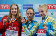Michelle Heimberg (links) gewann bei der EM im letzten Jahr Silber. (Bild Efrem Lukatsky/AP (Kiew, 15. Juni 2017))