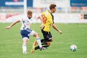 Der Buochser Christoph Frank (links), hier im Testspiel gegen Red Star, will zum Teamleader reifen. (Bild: Eveline Beerkircher (Buochs, 29. Juli 2018)