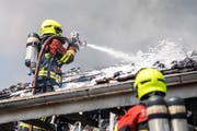 Wohnhausbrand im Gebiet Sagenmatt in Sursee in der Nähe des Schulhauses Neufeld. (Bild: Pius Amrein (Sursee, 20.August 2018))