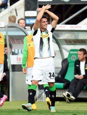 Er zeigte den Doppeladler schon 2014 - damals aber nur auf Vereinsebene: Granit Xhaka im Trikot von Borussia Mönchengladbach. (Bild: Freshfocus/Tim Groothuis)