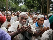 Rohingya-Flüchtlinge beim Gedenk-Gebet in einem Flüchtlingslager in Bangladesch. (Bild: KEYSTONE/AP/ALTAF QADRI)