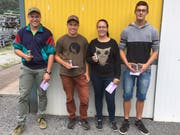 Das Siegerteam aus Spiringen (von links): Silvan Gisler, Ivan Gisler, Stefanie Arnold und Fabio Schuler. (Bild: Paul Gwerder (Amsteg, 25. August 2018))