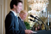 US-Präsident Donald Trump und der kanadische Premierminister Justin Trudeau. (Bild: Andrew Harnik/AP (Washington, 13. Februar 2017))