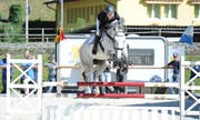 Janina Fuchs macht es mit ihrer Stute Chelsea gleich wie ihre Teamkollegen, kommt fehlerfrei und schnell über ihre Hindernisse, was für ihre Equipe Gold bedeutet. Bild: Sonja Grob (Schüpfheim, 26. August 2018)
