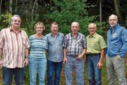Dies sind die sechs besten Pistolenschützen: (von links) Josef Kieliger, Ruth Odermatt, Erich Wipfli, Ferdi Zgraggen, Albin Gisler und Peter Planzer. (Bild: Georg Epp (Altdorf, 23. August 2018))