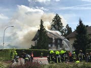 Die Einsatzkräfte in Reiden.(Bild: Dominik Wunderli (Reiden, 29. August 2018))