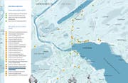 Die bereits umgesetzten (grün markiert) und für 2019 geplanten Massnahmen (orange markiert) des Gesamtverkehrskonzepts in der Übersicht. Grafik: Stadt Luzern
