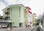 So soll das umgebaute Gewerbegebäude einmal aussehen. (Bild: Visualisierung: Archplan AG Architekten)