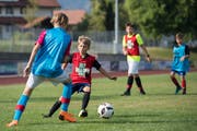 Mit voller Motivation: Die Junioren des FC Horw geben beim Training trotz der Hitze richtig Gas. (Bild: Pius Amrein, Schüpfheim 2. August 2018)