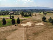 Auf dem Golfplatz Lipperswil im Thurgau herrscht Dürre: Lediglich die Greens sind noch wirklich grün - der Rest ist braun. (Bild: Reto Martin)