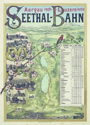 Dieses Plakat der Seethalbahn wirbt nicht nur für den Tourismus, sondern liefert auch den Fahrplan mit. (Bild: PD/1884)