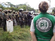 Ein Mitglied der «Peace Brigades» bei einer Demonstration während der Wahlen in Honduras. (Bild: PD)