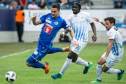 Luzerns Tomi Juric (links) im Spiel gegen Zürich. (Bild: KEYSTONE/Alexandra Wey (Luzern, 22. April 2018))