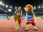 In Zürich herrscht bei Mujinga Kambundji trotz des 4. Platzes Freude (Bild: KEYSTONE/ENNIO LEANZA)
