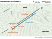 Für die neuen Veloplätze wollen die SBB den Durchgang zum Posttunnel auf Seite der Zentralstrasse öffnen. Zu sehen sind die geplanten Änderungen, die das Parlament Ende September 2017 zurückwies.