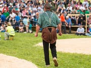Martin Grab bei seinem letzten Schwinget am 6. Mai in Sattel (Bild: KEYSTONE/ALEXANDRA WEY)